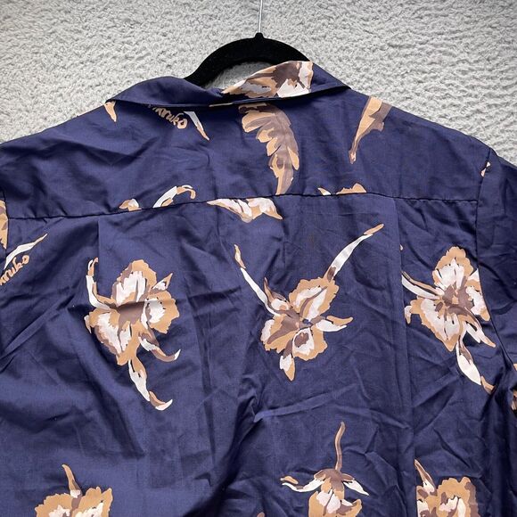 Haruki Hawaiian Shirt Mens Large Aloha Blue Floral Button Up Short Sleeve - Picture 9 of 11